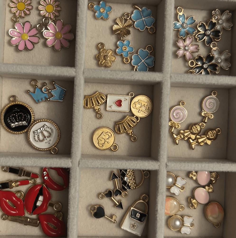 Charm tray showing available charm options